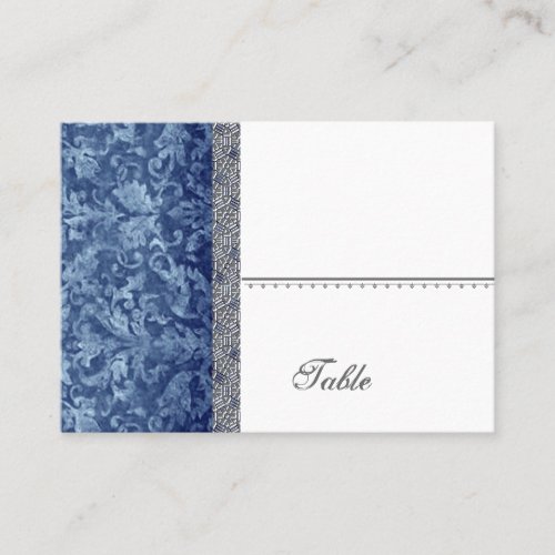 Navy Blue Batik Feeling  Damask Table Place Card Business Card