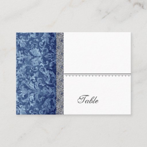 Customizable Navy Blue Batik Feeling  Damask Table Place Card Business Card