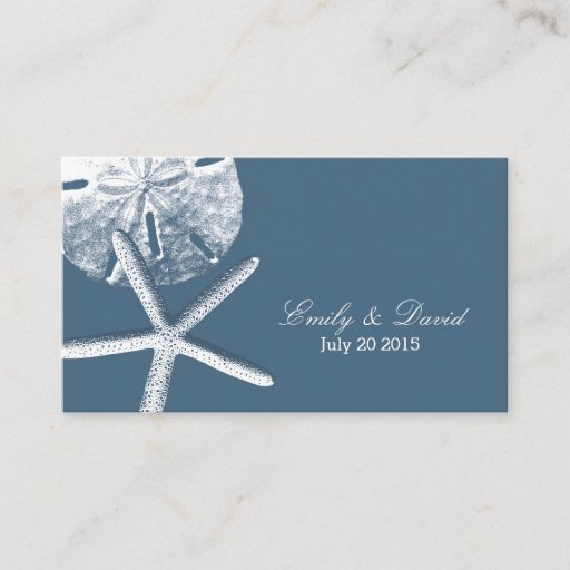 Customizable Navy Blue Beach Theme Wedding Website Insert Card Business Card