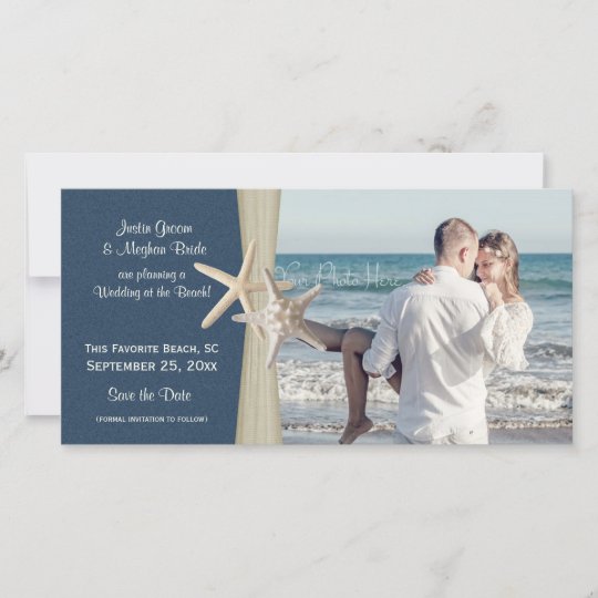 Navy Blue Beach Wedding Starfish Save The Date
