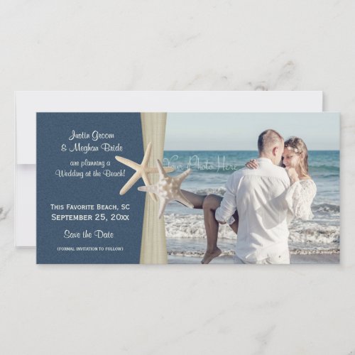 Navy Blue Beach Wedding Starfish Save the Date