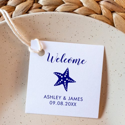 Navy Blue Beach Wedding Welcome Bag Gift Tags