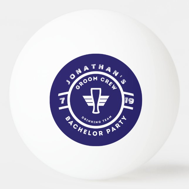 Navy Blue Beer Badge Bachelor Party Branding Ping-Pong Ball (Front)