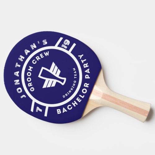 Navy Blue Beer Badge Bachelor Party Branding Ping_Pong Paddle