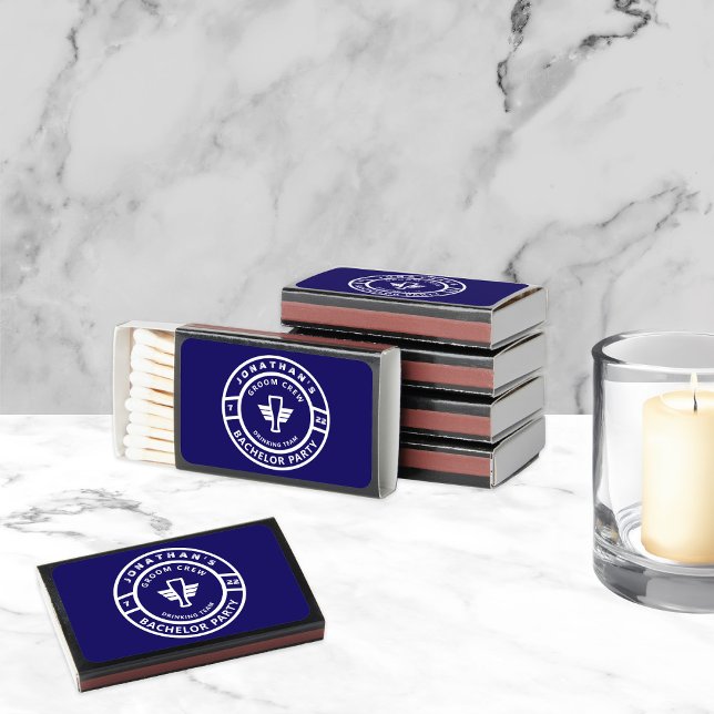 Navy Blue Beer Badge Bachelor Party Matchboxes (Creator Uploaded)