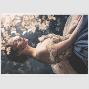 Navy Blue & Beige, Ballerina Beauty & Floral Tissue Paper