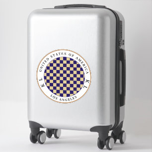 Navy Blue & Beige Checkerboard Monogram Luggage Sticker