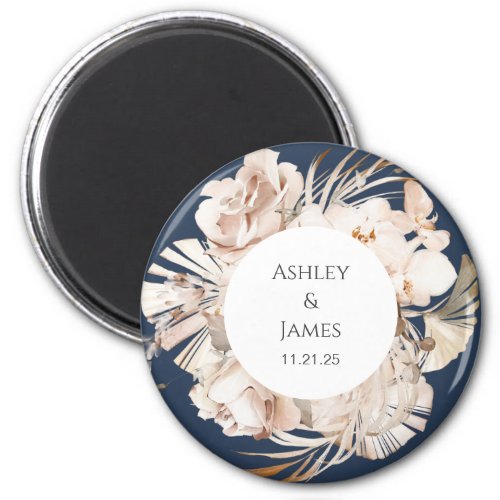 Navy blue_beige floral guard magnet