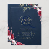 Navy Blue Berry Floral Burgundy Winter Fall (Front/Back)