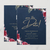 Navy Blue Berry Floral Burgundy Winter Fall (Front/Back)