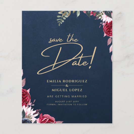 Navy Blue Berry Floral Burgundy Winter Fall (Front)