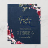 Navy Blue Berry Floral Burgundy Winter Fall (Front/Back)