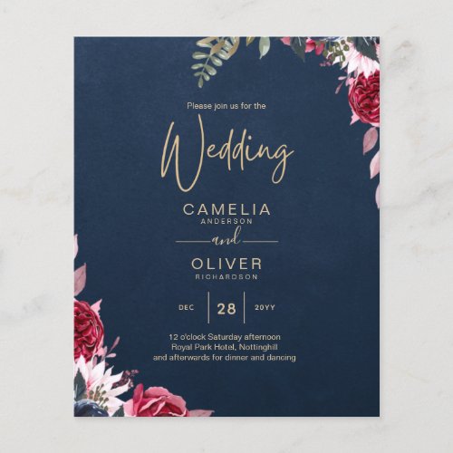 Navy Blue Berry Floral Burgundy Winter Fall Flyer