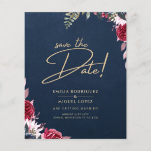 Navy Blue Berry Floral Burgundy Winter Fall Flyer