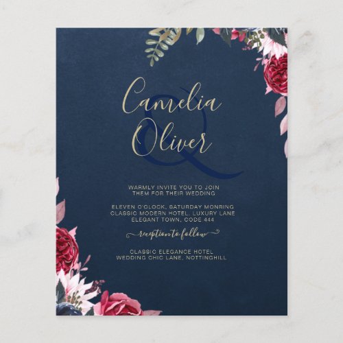 Navy Blue Berry Floral Burgundy Winter Fall Flyer