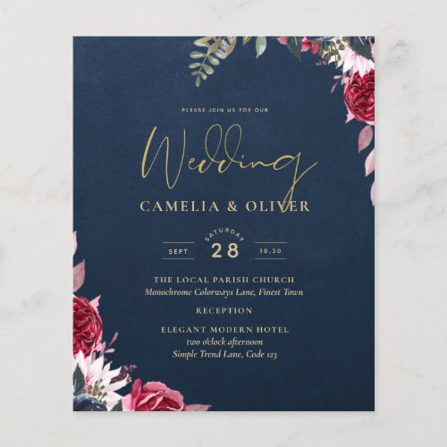 Navy Blue Berry Floral Burgundy Winter Fall Flyer