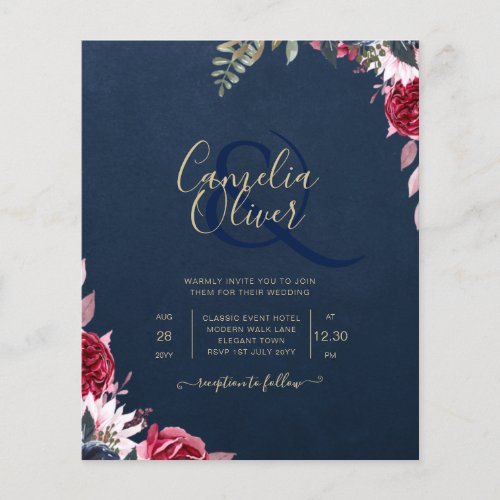 Navy Blue Berry Floral Burgundy Winter Fall Flyer