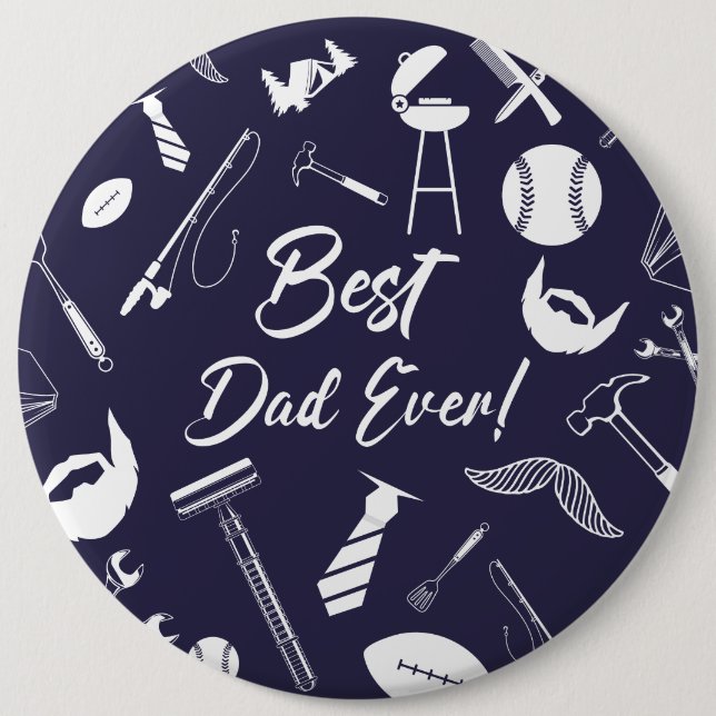 Navy Blue Best Dad Ever Button (Front)