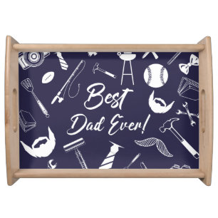 Navy Blue Best Dad Ever  Serving Tray