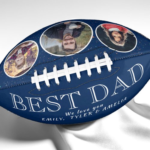 Navy Blue Best Dad Fathers Day 3 Photo Collage   Football