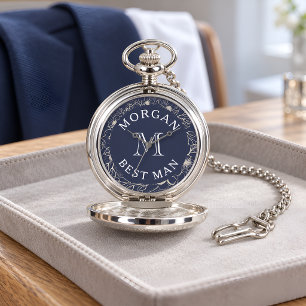 Navy Blue Best Man Gift Pocket Watch