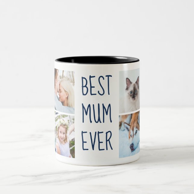 Navy Blue | Best Mom Ever Custom Photo Mug (Center)