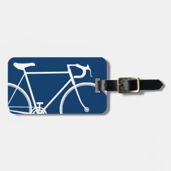 Navy Blue Bicycle Travel Bag Tag Template by dawnfx at Zazzle