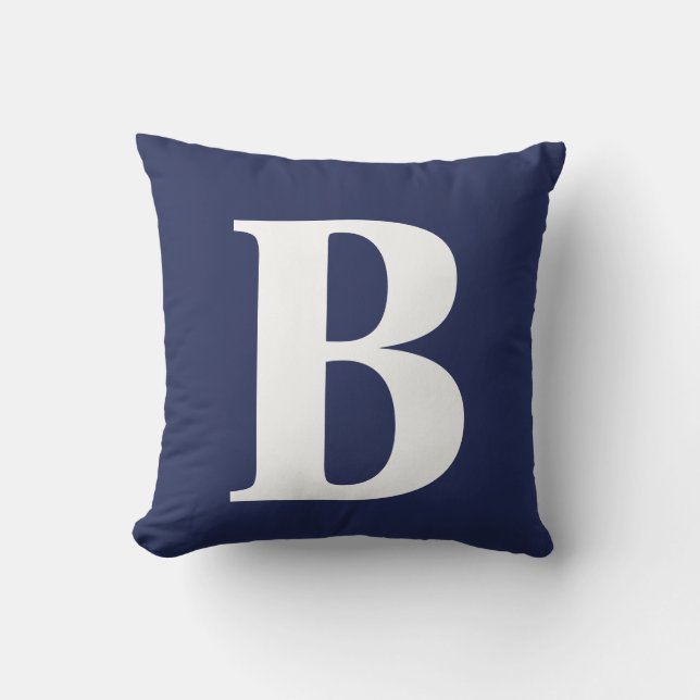 Navy Blue Big Bold Monogram  Outdoor Pillow (Front)