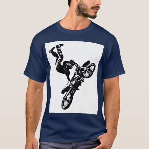 Navy Blue Biker Pop Art Motivational Trendy T_Shirt