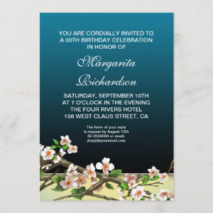 navy blue birthday party invitation