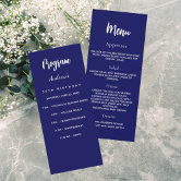 Navy blue white stars birthday menu