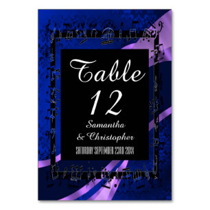 Navy blue, black and mauve personalized number table number