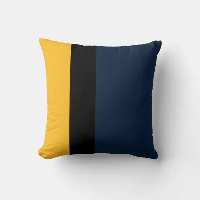 Navy blue black and mustard yellow color block throw pillow Zazzle