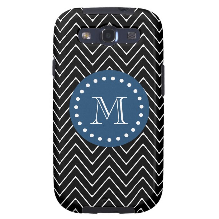 Navy Blue, Black and White Chevron Pattern  Your Galaxy S3 Cover