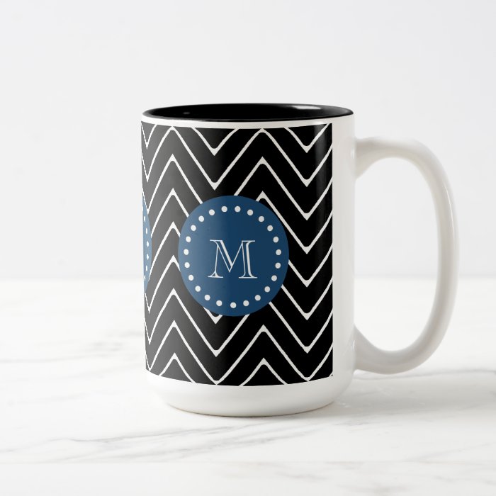 Navy Blue, Black and White Chevron Pattern  Your Coffee Mug