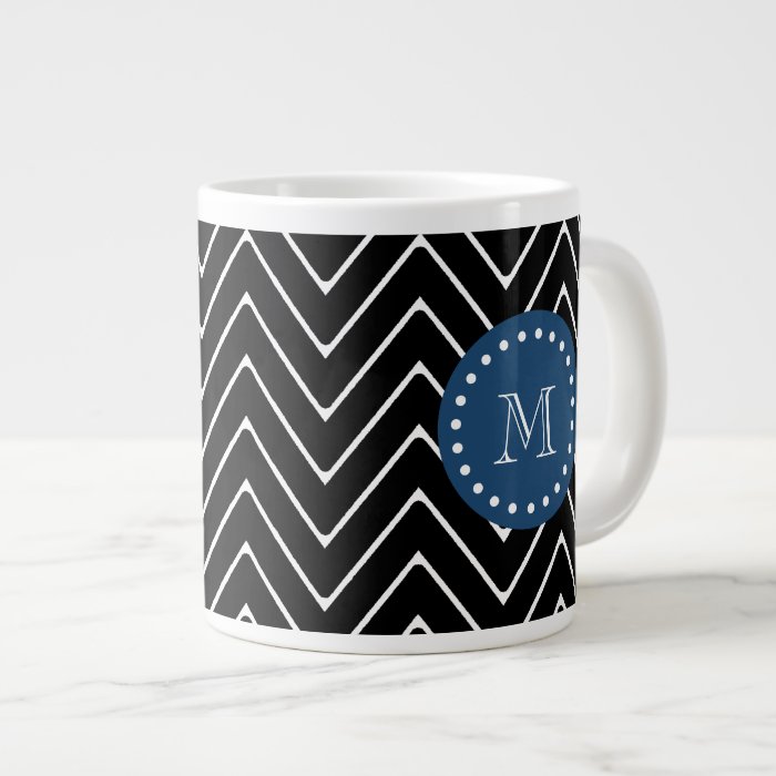 Navy Blue, Black and White Chevron Pattern  Your Jumbo Mugs