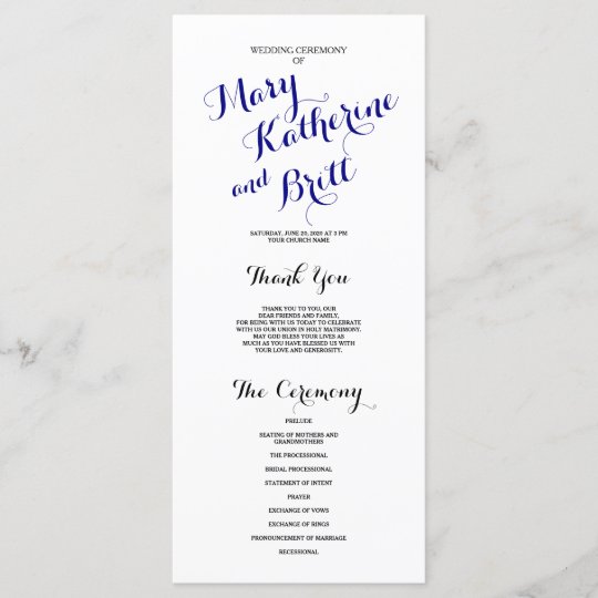 Navy Blue Black Classic Script Wedding Program Zazzle Com