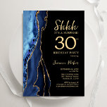 Navy Blue Black Gold Agate Surprise 30th Birthday Invitation<br><div class="desc">Navy blue,  black and gold agate surprise 30th birthday party invitation. Elegant modern design featuring royal blue watercolor agate marble geode background,  faux glitter gold and typography script font. Trendy invite card perfect for a stylish women's bday celebration. Printed Zazzle invitations or instant download digital printable template.</div>