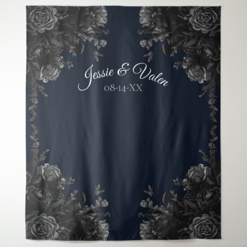 Navy Blue Black Grey Gothic Wedding Photo Backdrop