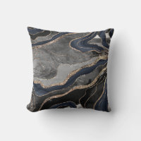 Navy Blue Black Marble Agate Gold Glitter Glam #1