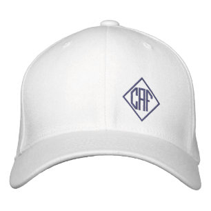 Navy Blue Block Font Monogrammed  Embroidered Baseball Cap