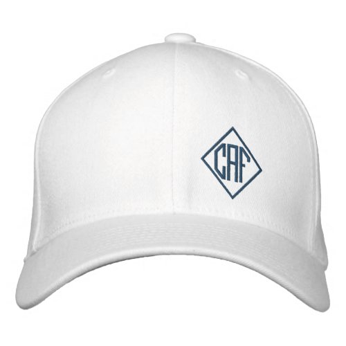 Navy Blue Block Font Monogrammed  Embroidered Baseball Cap