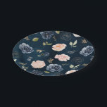 Navy Blue Blue Blush Pink Rose Botanical Wedding Paper Plates<br><div class="desc">Beautiful floral botanical wedding paper plated features hand-painted watercolor floral graphics / roses in rich tones of navy blue and blush pink / peach.  Please contact me for any help in customization or if you need any other product with this design.</div>