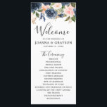 Navy Blue Blue Blush Pink Rose Botanical Wedding Program<br><div class="desc">Beautiful floral botanical wedding program card features hand-painted watercolor floral graphics / roses in rich tones of navy blue and blush pink / peach and charming hand lettering style font. Please contact me for any help in customization or if you need any other product with this design.</div>