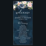 Navy Blue Blue Blush Pink Rose Botanical Wedding Program<br><div class="desc">Beautiful floral botanical wedding program card features hand-painted watercolor floral graphics / roses in rich tones of navy blue and blush pink / peach and charming hand lettering style font. Please contact me for any help in customization or if you need any other product with this design.</div>