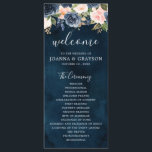 Navy Blue Blue Blush Pink Rose Botanical Wedding Program<br><div class="desc">Beautiful floral botanical wedding program card features hand-painted watercolor floral graphics / roses in rich tones of navy blue and blush pink / peach and charming hand lettering style font. Please contact me for any help in customization or if you need any other product with this design.</div>