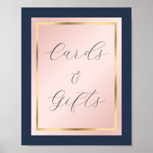 Navy Blue Blush and Gold Cards and Gifts Sign