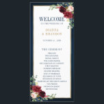 Navy Blue Blush Burgundy Gold Geometric Wedding Program<br><div class="desc">Dark navy blue burgundy floral geometric wedding Invitation featuring elegant bouquet of navy blue, royal blue , white , blush, burgundy, marsala rose and sage green eucalyptus leaves and elegant gold glitter geometric neutral frame. Please contact me for any help in customization or if you need any other product with...</div>