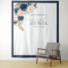 Navy Blue & Blush Floral Bridal Shower Photo Booth