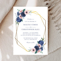 Navy Blue & Blush Floral Geometric Wedding